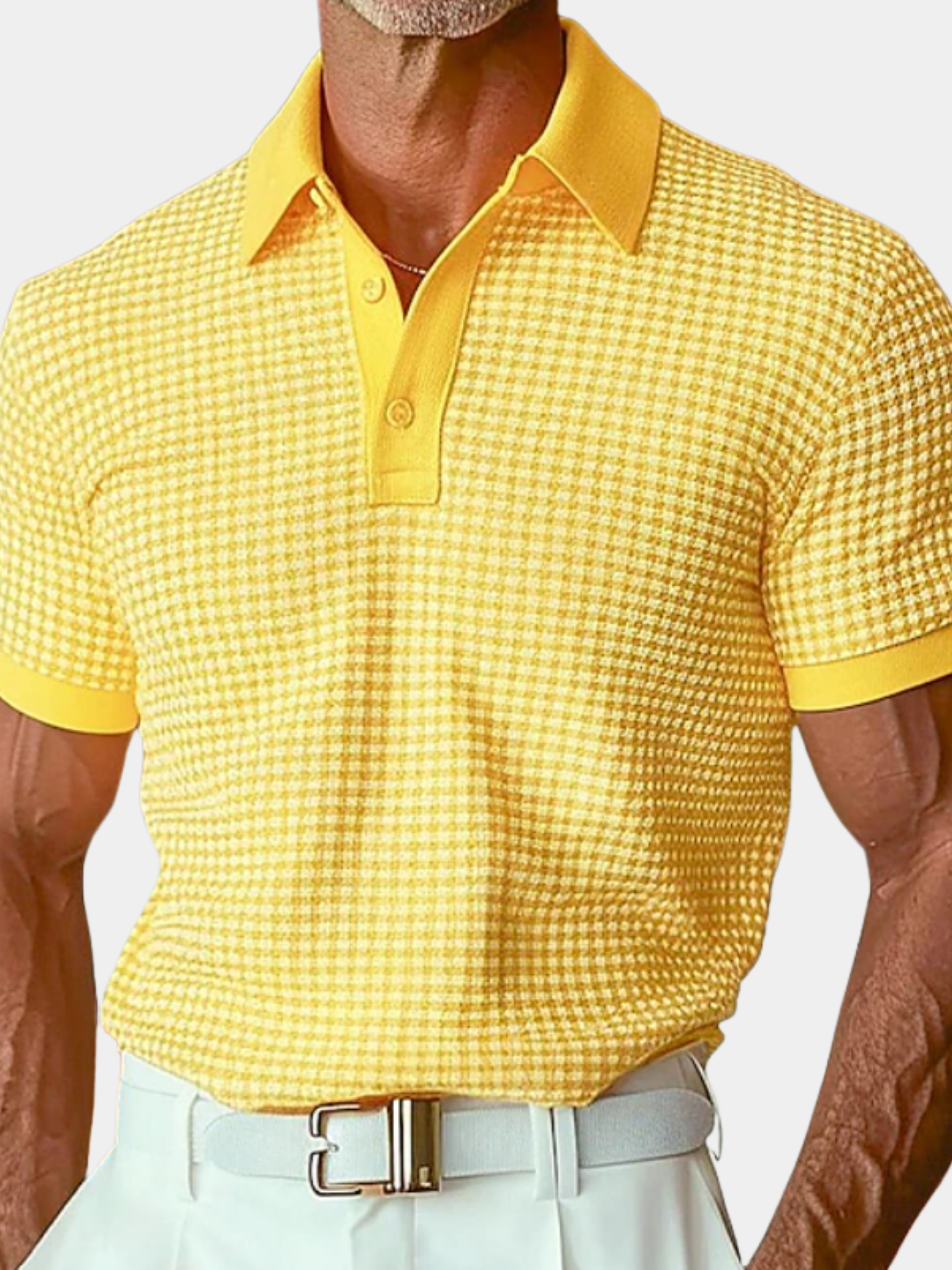 Polo à carreaux pour homme à coupe ajustée avec col polo classique