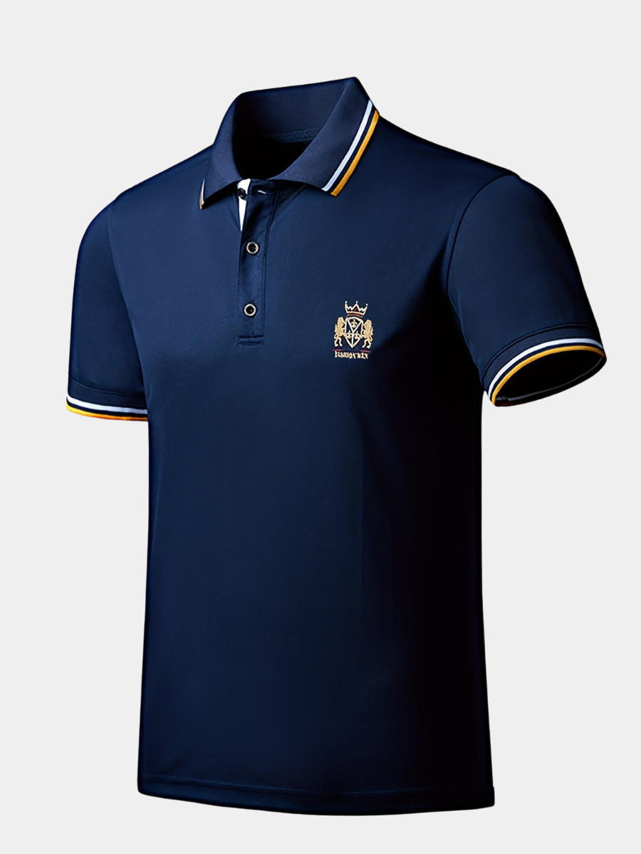 Chemise d'été brodée pour homme avec col à revers décontracté en couleur unie
