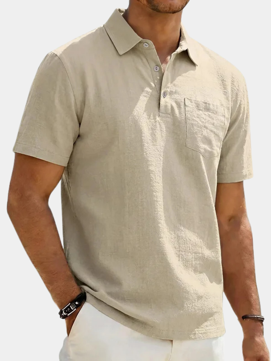 Polo pour homme à col classique avec poche poitrine et coupe décontractée