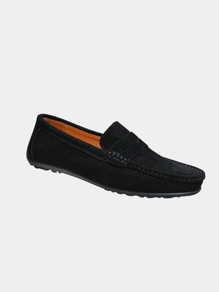 Mocassins à brides pour homme au profil bas avec bande décorative et coutures apparentes