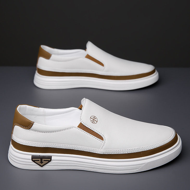 Slip-on minimaliste en cuir pour homme, disponible en blanc et noir
