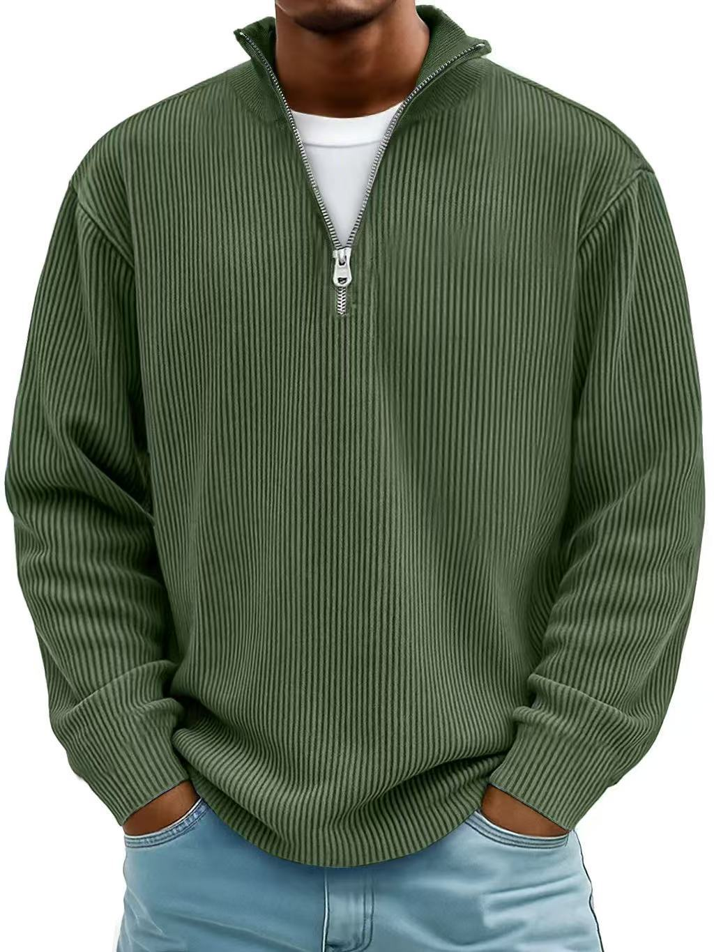Pull tricoté à col zippé pour homme, coupe décontractée et élégante