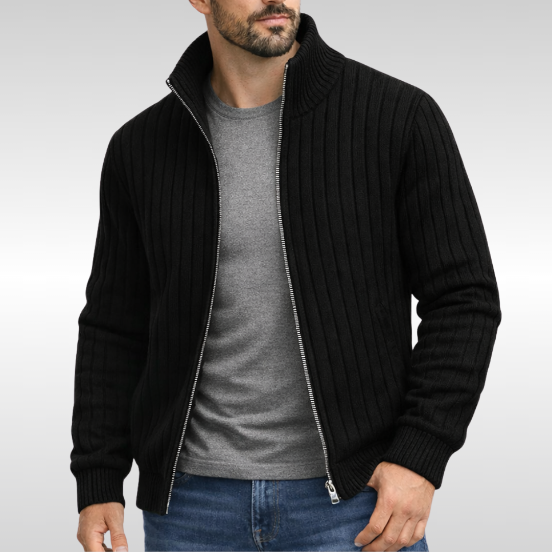 Gilet zippé en maille côtelée pour homme, disponible en plusieurs coloris
