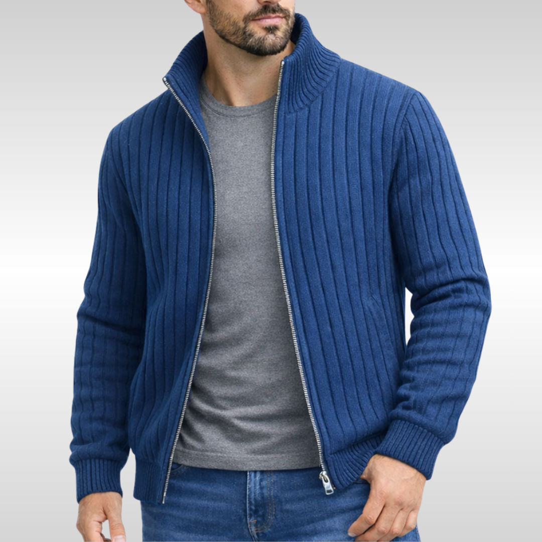 Gilet zippé en maille côtelée pour homme, disponible en plusieurs coloris