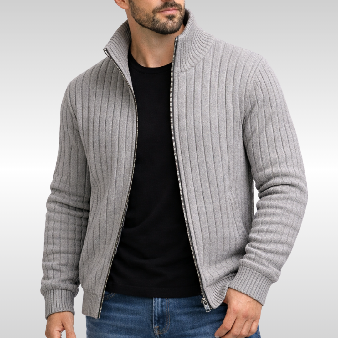 Gilet zippé en maille côtelée pour homme, disponible en plusieurs coloris