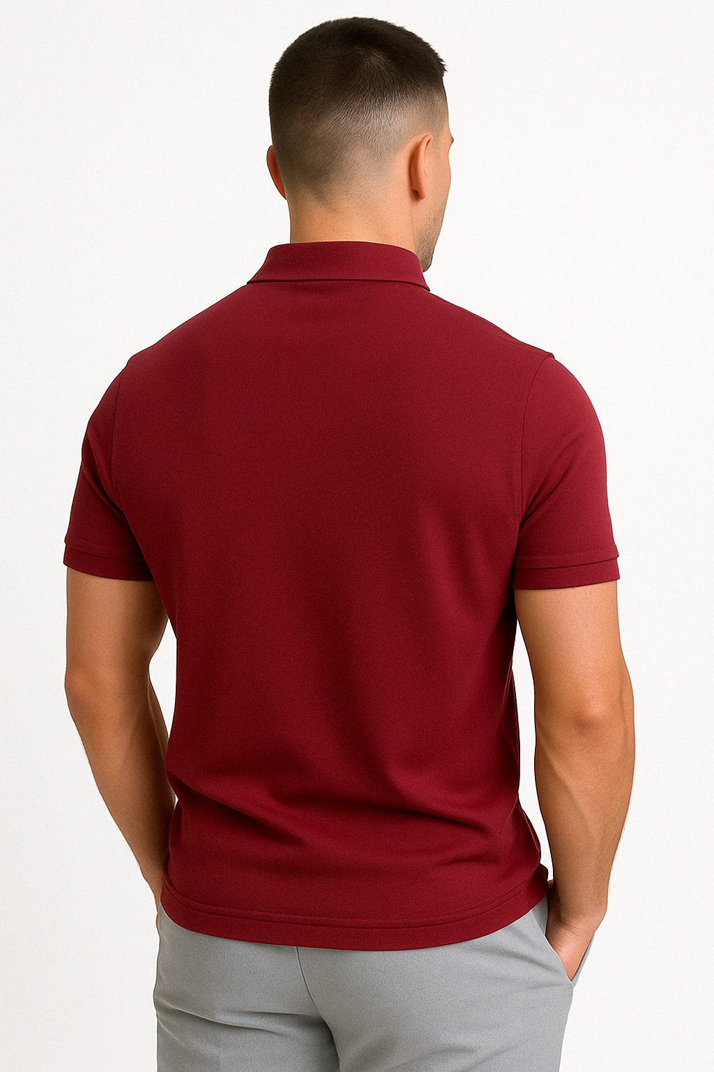 Polo homme à zip mi-haut coupe slim en tissu doux