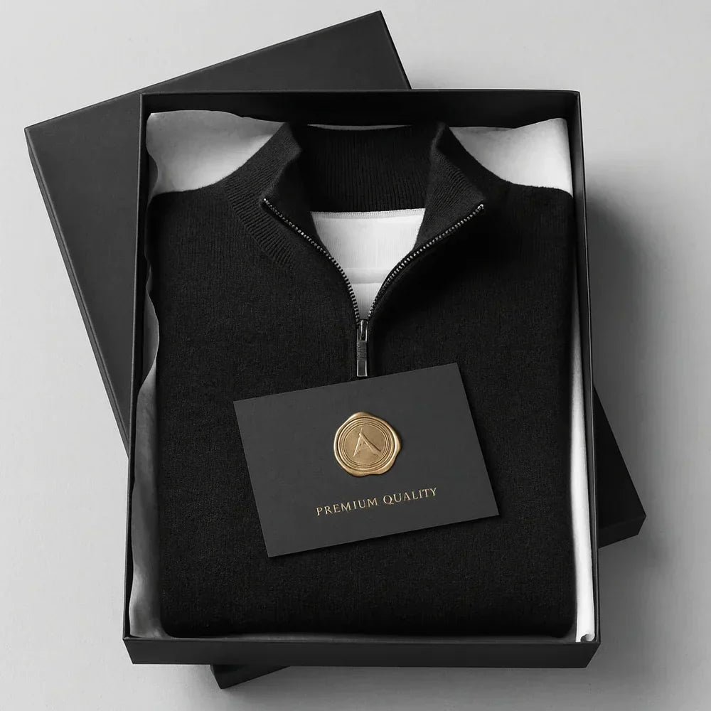 Pull zippé pour homme à coupe détendue et texture raffinée