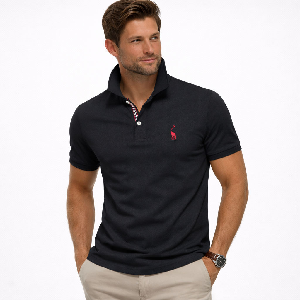 Polo d'été pour homme à manches courtes et col boutonné en coton