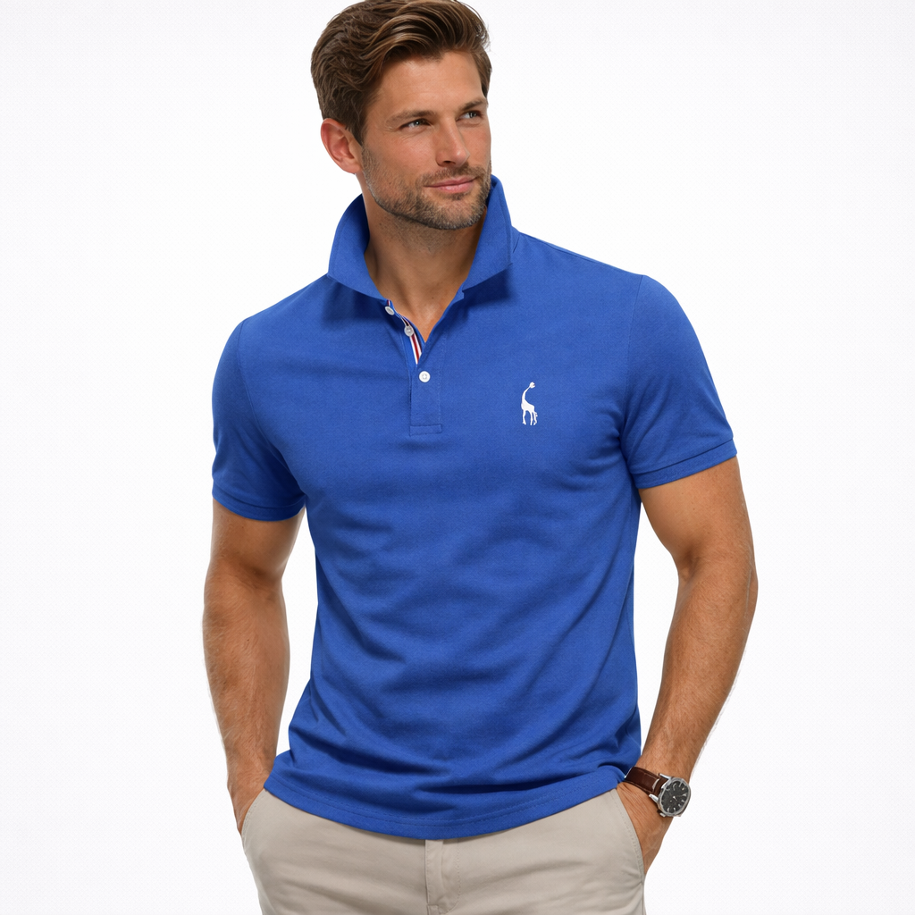 Polo d'été pour homme à manches courtes et col boutonné en coton