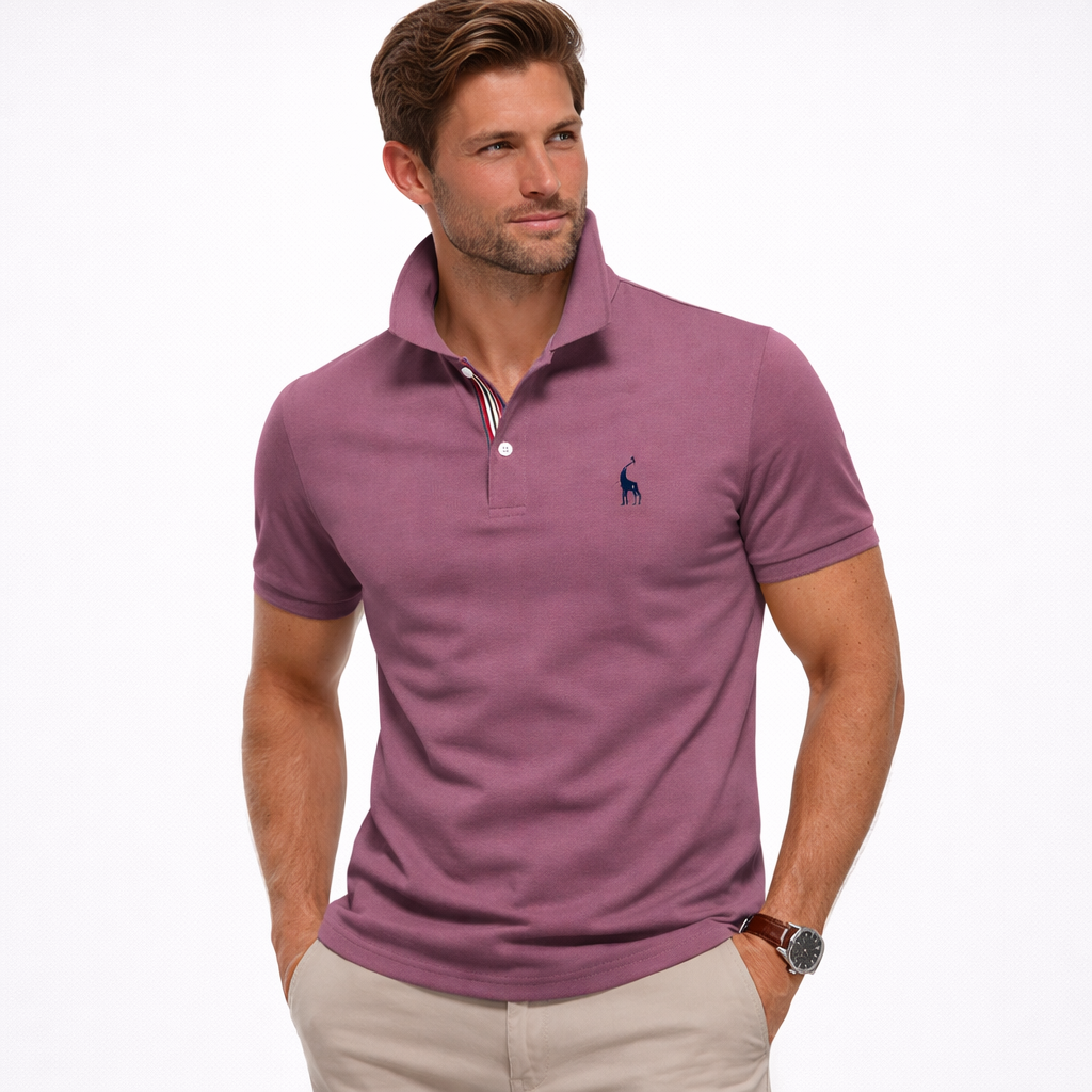 Polo d'été pour homme à manches courtes et col boutonné en coton
