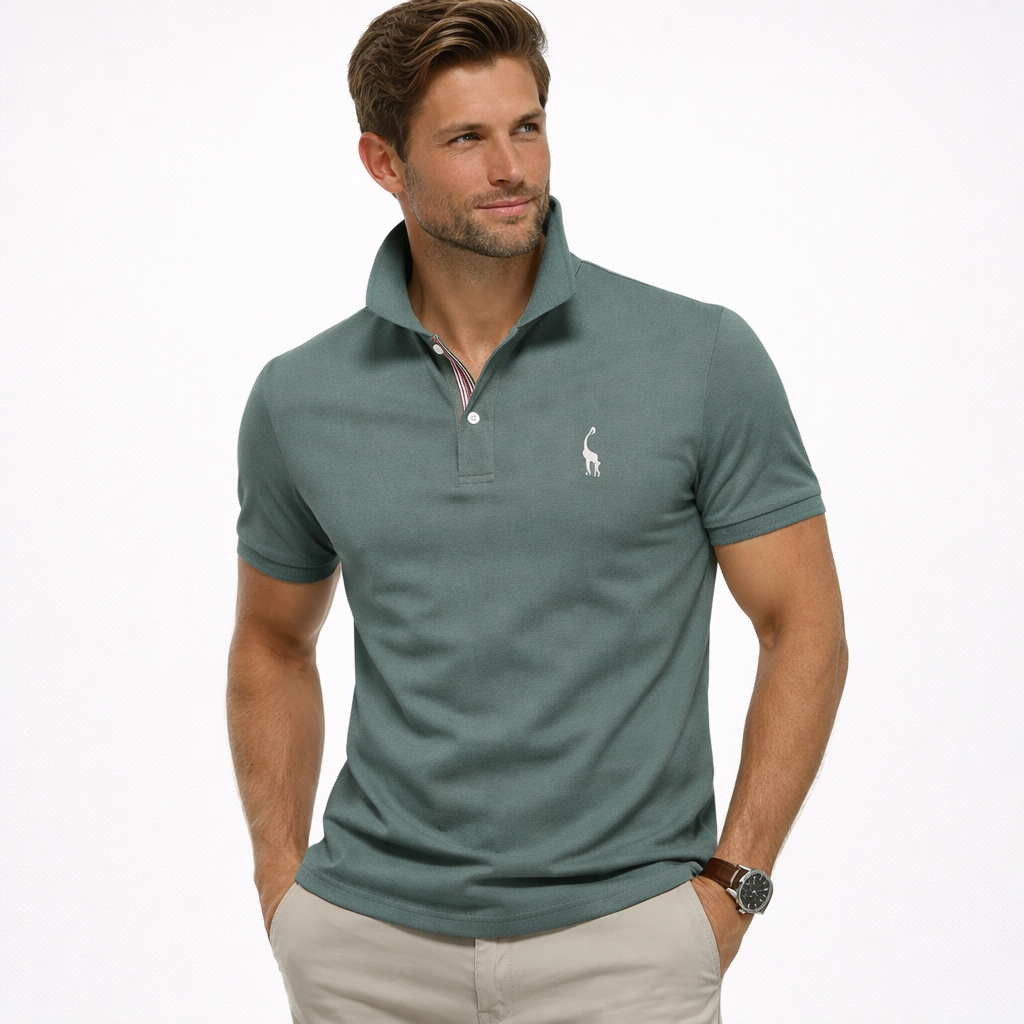 Polo d'été pour homme à manches courtes et col boutonné en coton