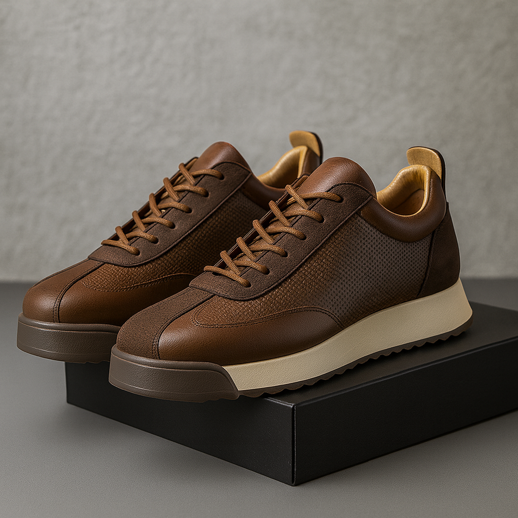 Chaussures en cuir véritable pour homme à couture main, en marron et noir