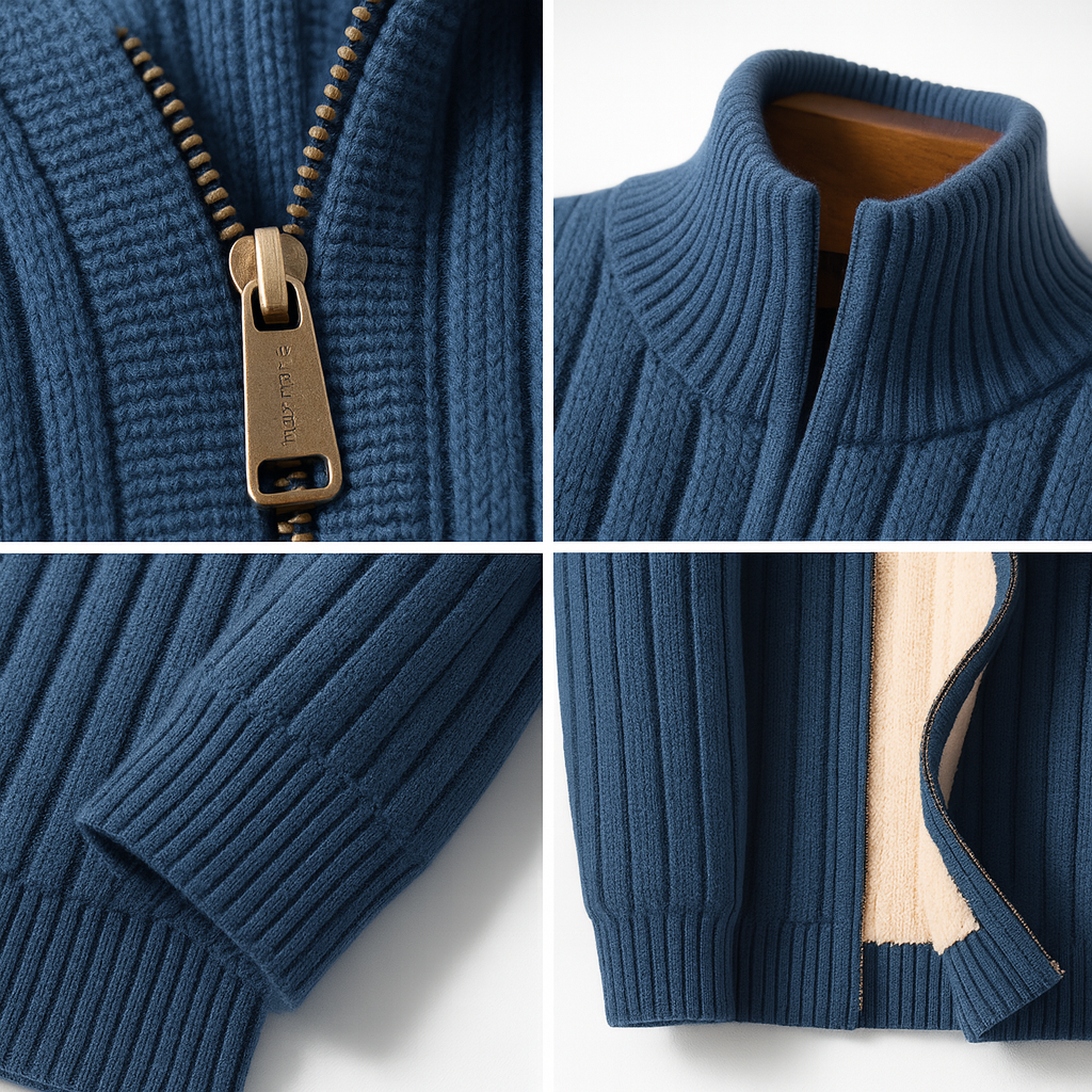 Gilet zippé en maille côtelée pour homme, disponible en plusieurs coloris