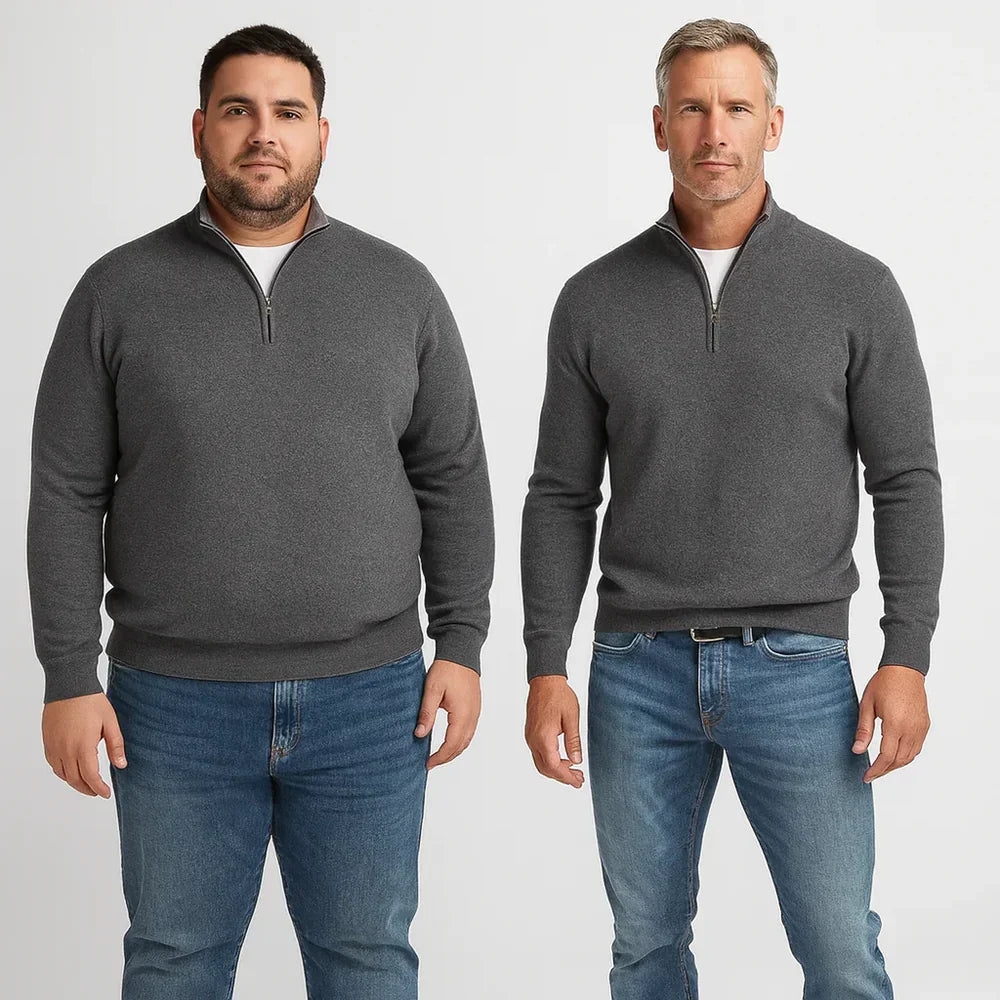 Pull zippé pour homme à coupe détendue et texture raffinée