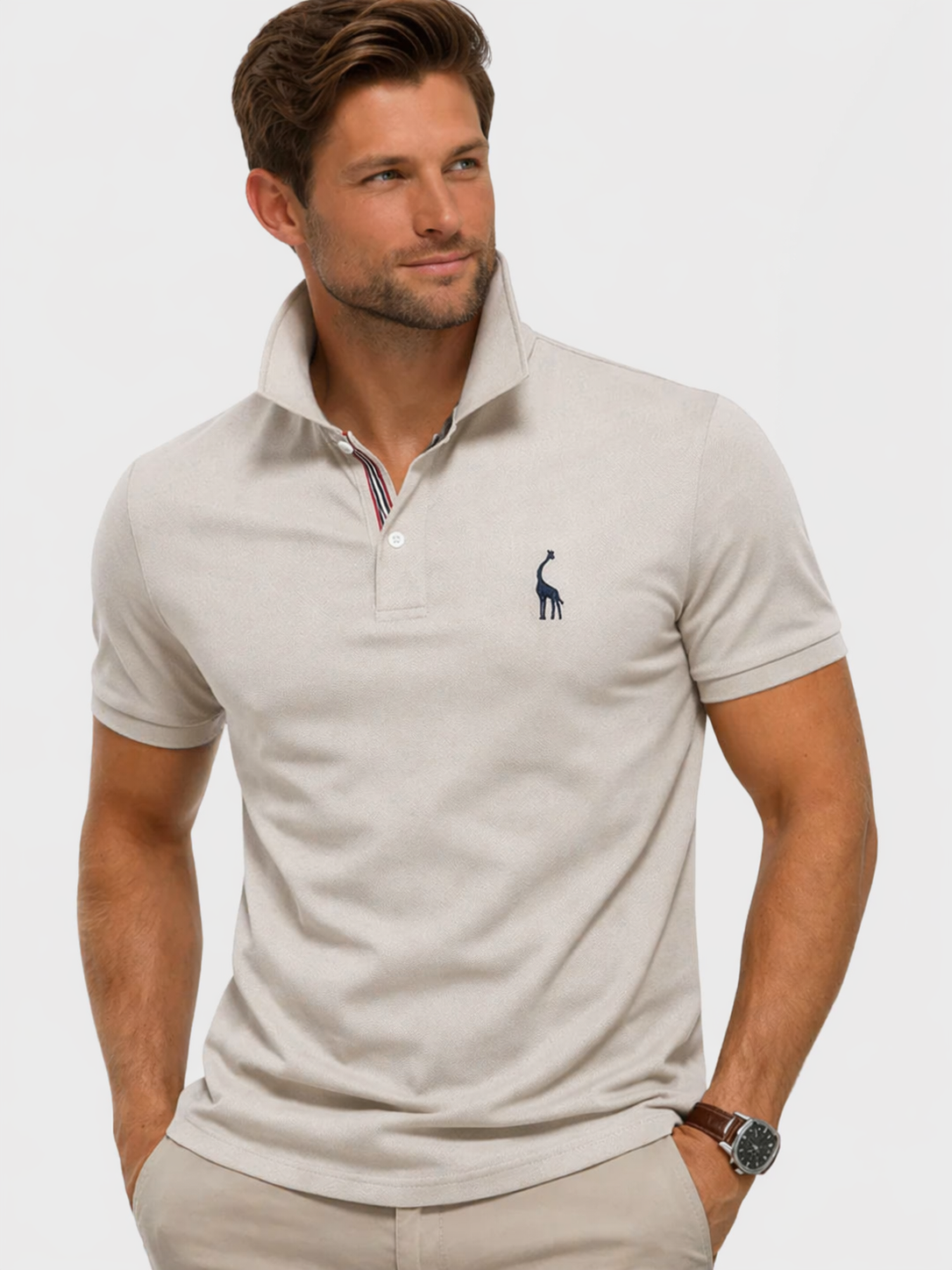 Polo d'été pour homme à manches courtes et col boutonné en coton