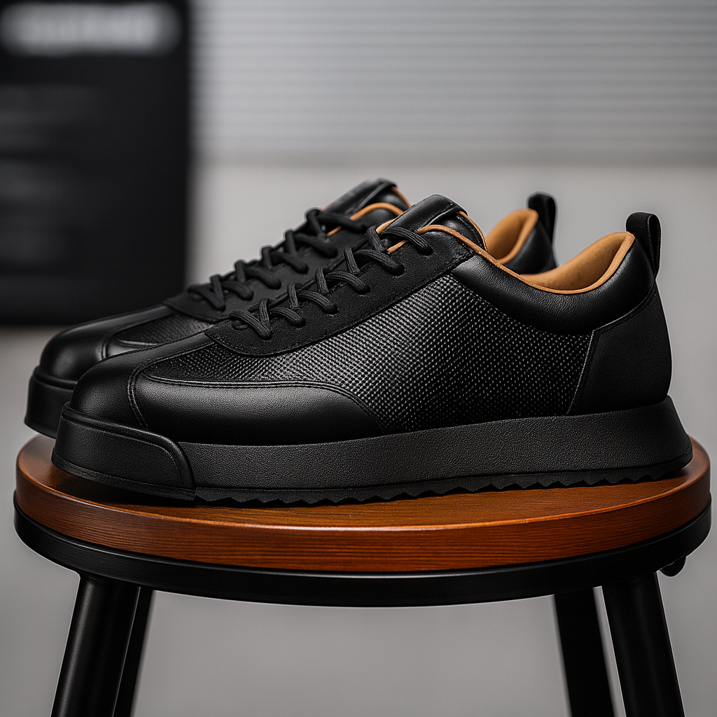 Chaussures en cuir véritable pour homme à couture main, en marron et noir