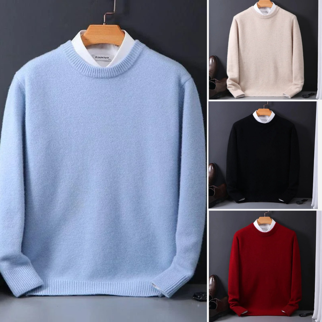 Pull en cachemire pour homme à coupe regular, disponible en plusieurs coloris