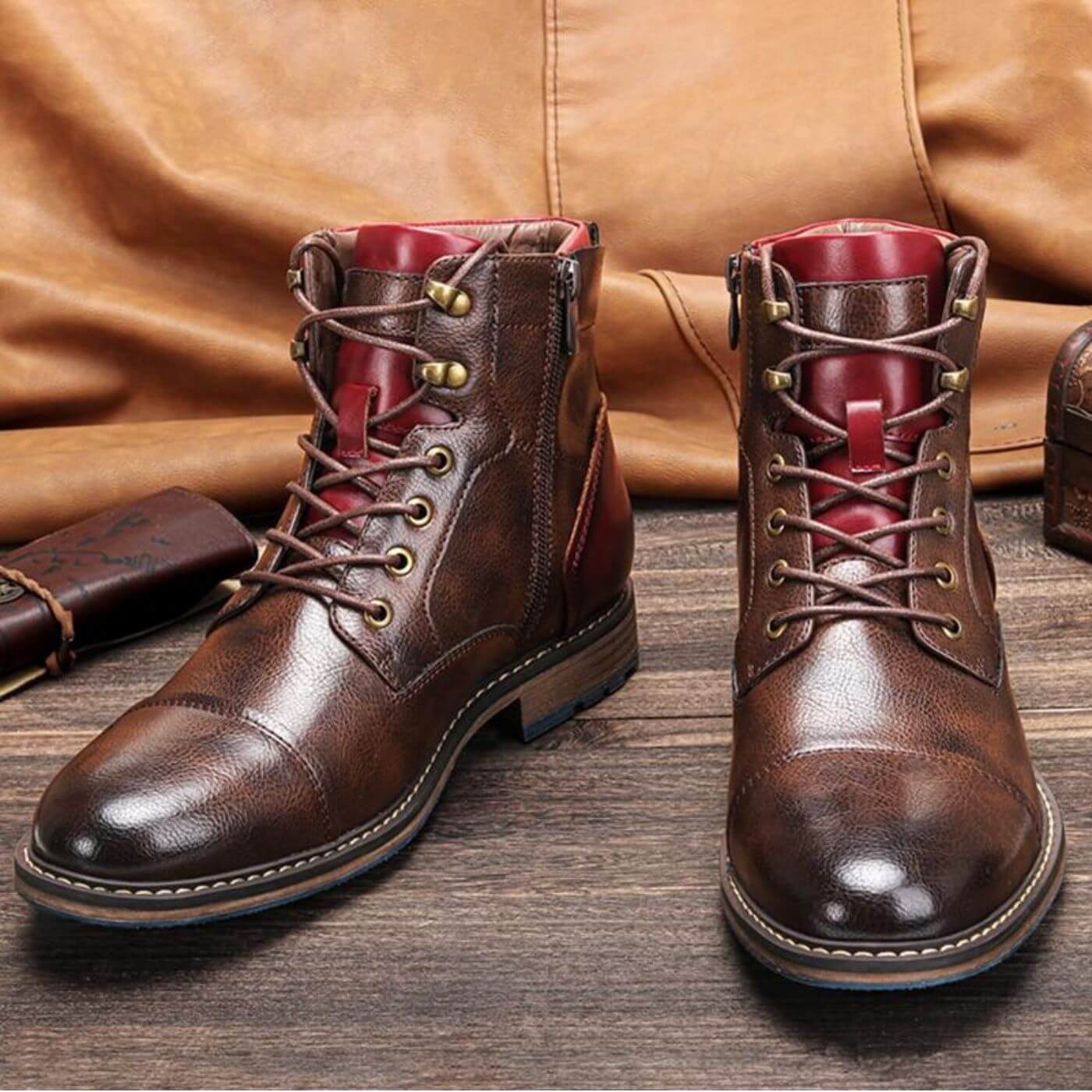 Bottines Oxford en cuir marron pour homme, finition élégante