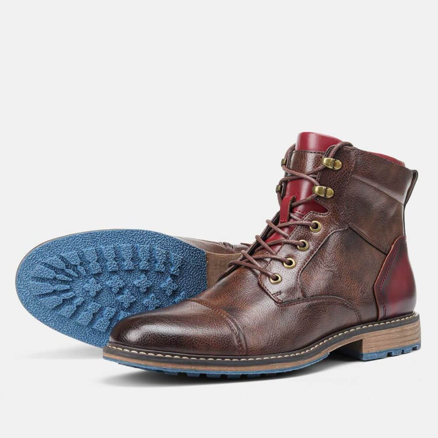 Bottines Oxford en cuir marron pour homme, finition élégante