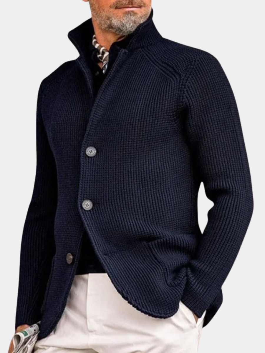 Cardigan en maille boutonné pour homme à coupe ajustée, style intemporel