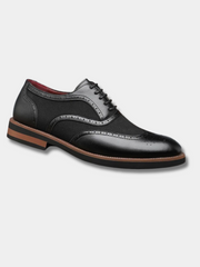 Brogues en cuir poli et suède à bout pointu avec détails de broderie pour homme