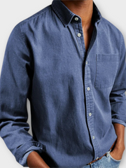 Chemise habillée pour homme à col boutonné en tissu respirant