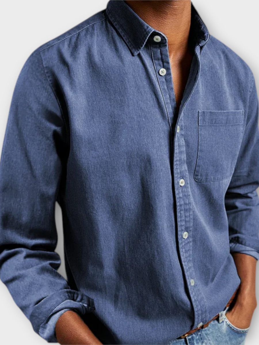 Chemise habillée pour homme à col boutonné en tissu respirant