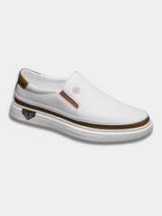 Slip-on minimaliste en cuir pour homme, disponible en blanc et noir