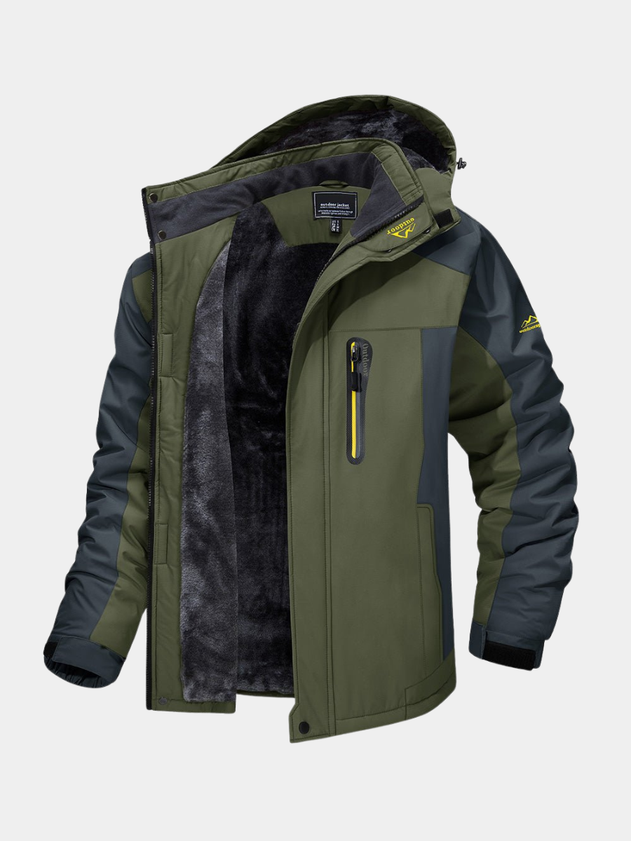 Veste imperméable doublée pour homme avec col montant et poches, coloris au choix