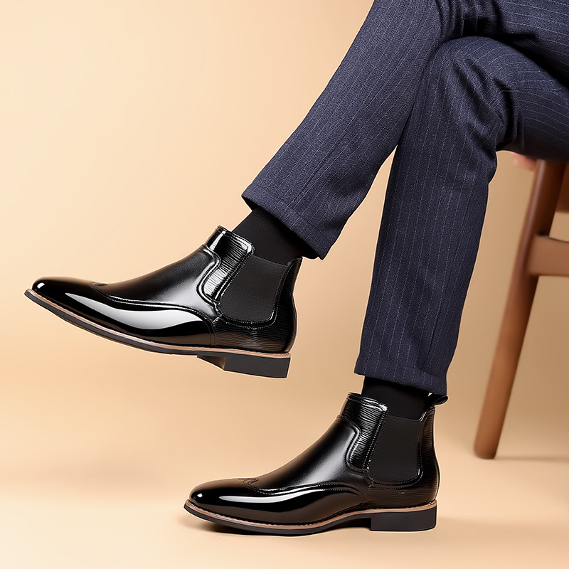 Bottes Chelsea en cuir pour homme avec inserts élastiques latéraux