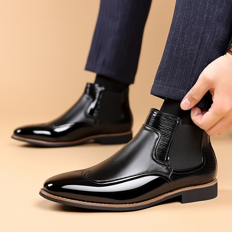 Bottes Chelsea en cuir pour homme avec inserts élastiques latéraux