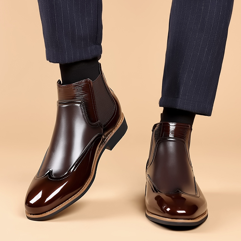 Bottes Chelsea en cuir pour homme avec inserts élastiques latéraux