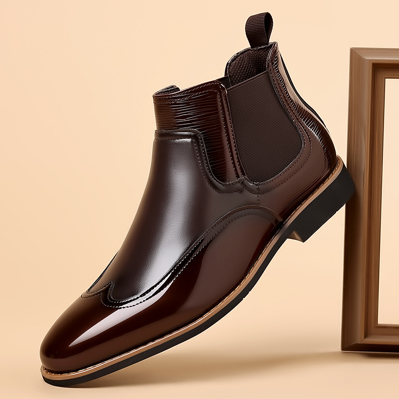 Bottes Chelsea en cuir pour homme avec inserts élastiques latéraux