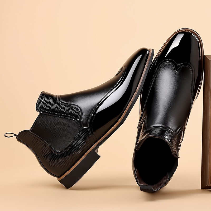 Bottes Chelsea en cuir pour homme avec inserts élastiques latéraux