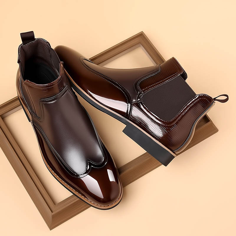 Bottes Chelsea en cuir pour homme avec inserts élastiques latéraux