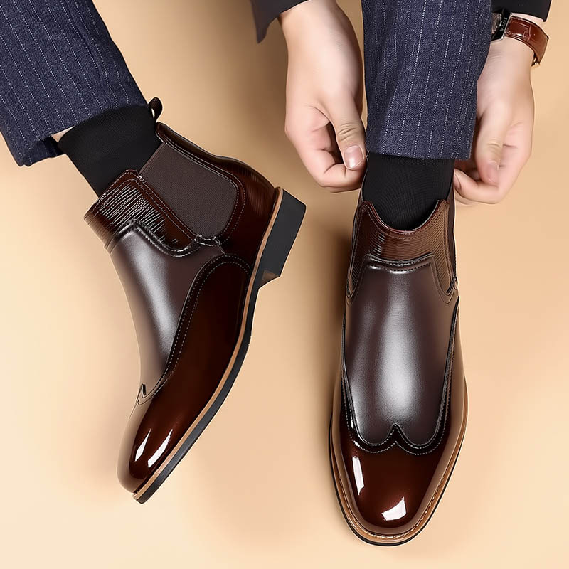 Bottes Chelsea en cuir pour homme avec inserts élastiques latéraux
