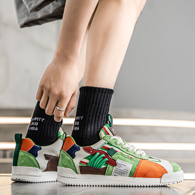 Baskets rétro pour homme aux couleurs vives, style urbain décontracté