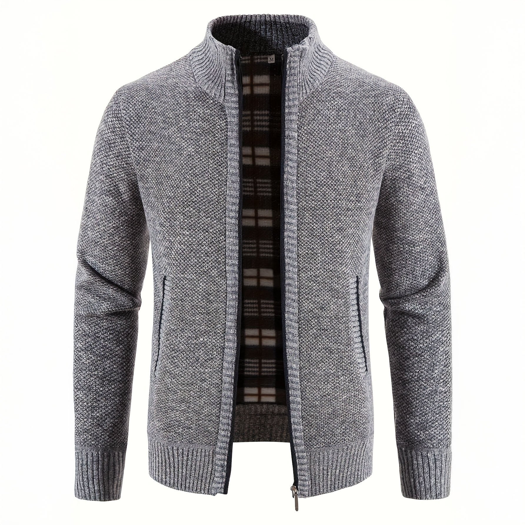 Gilet zippé pour homme en maille structurée, coupe slim fit avec bords en côtes