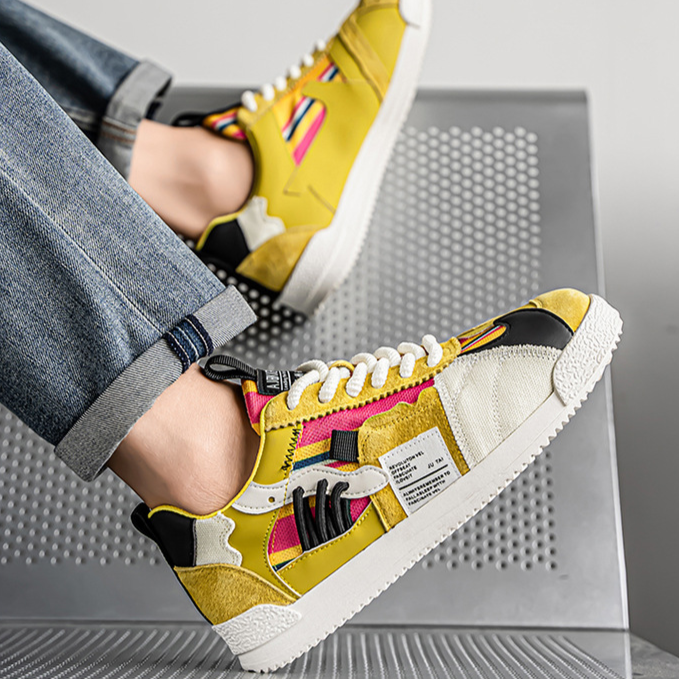Baskets rétro pour homme aux couleurs vives, style urbain décontracté
