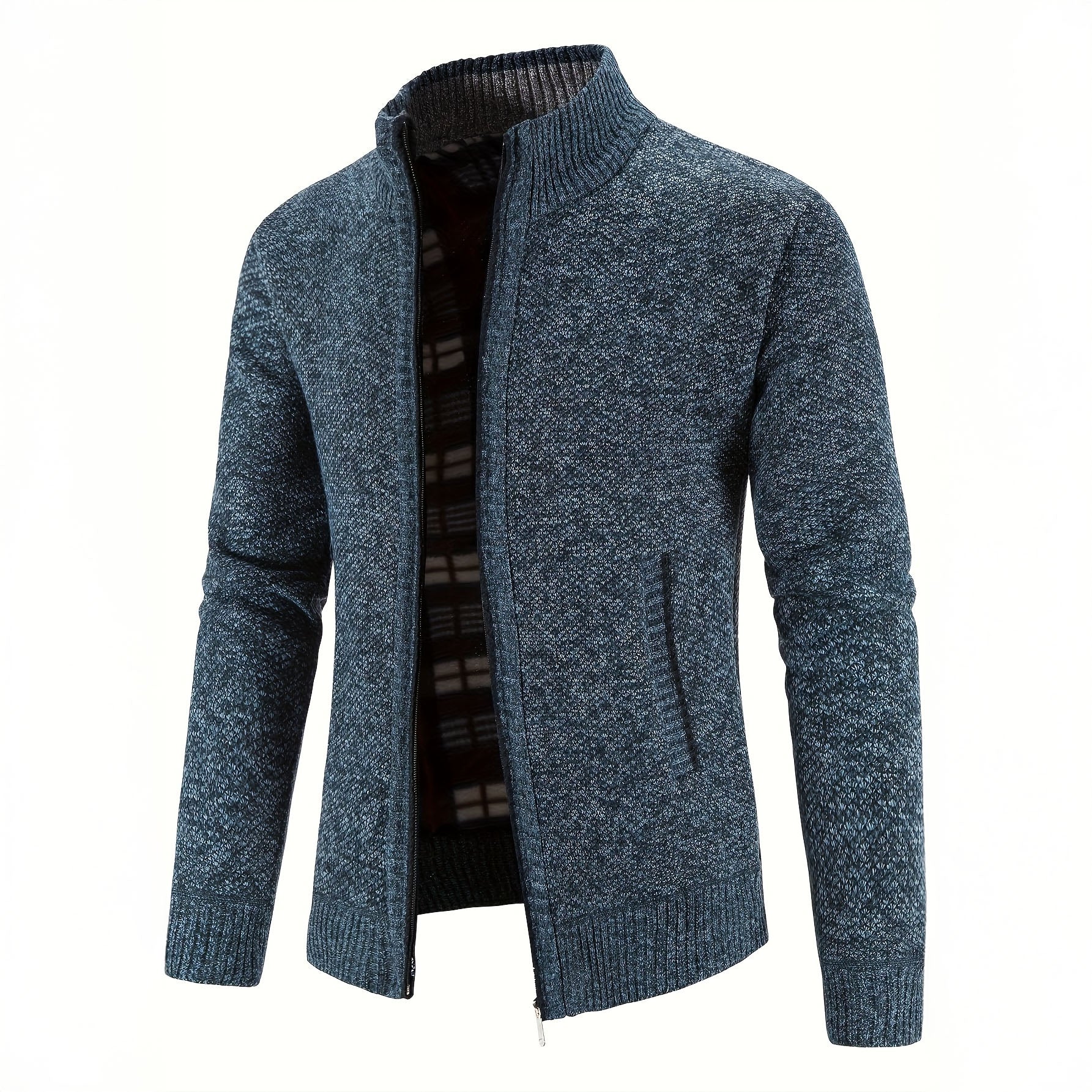 Gilet zippé pour homme en maille structurée, coupe slim fit avec bords en côtes