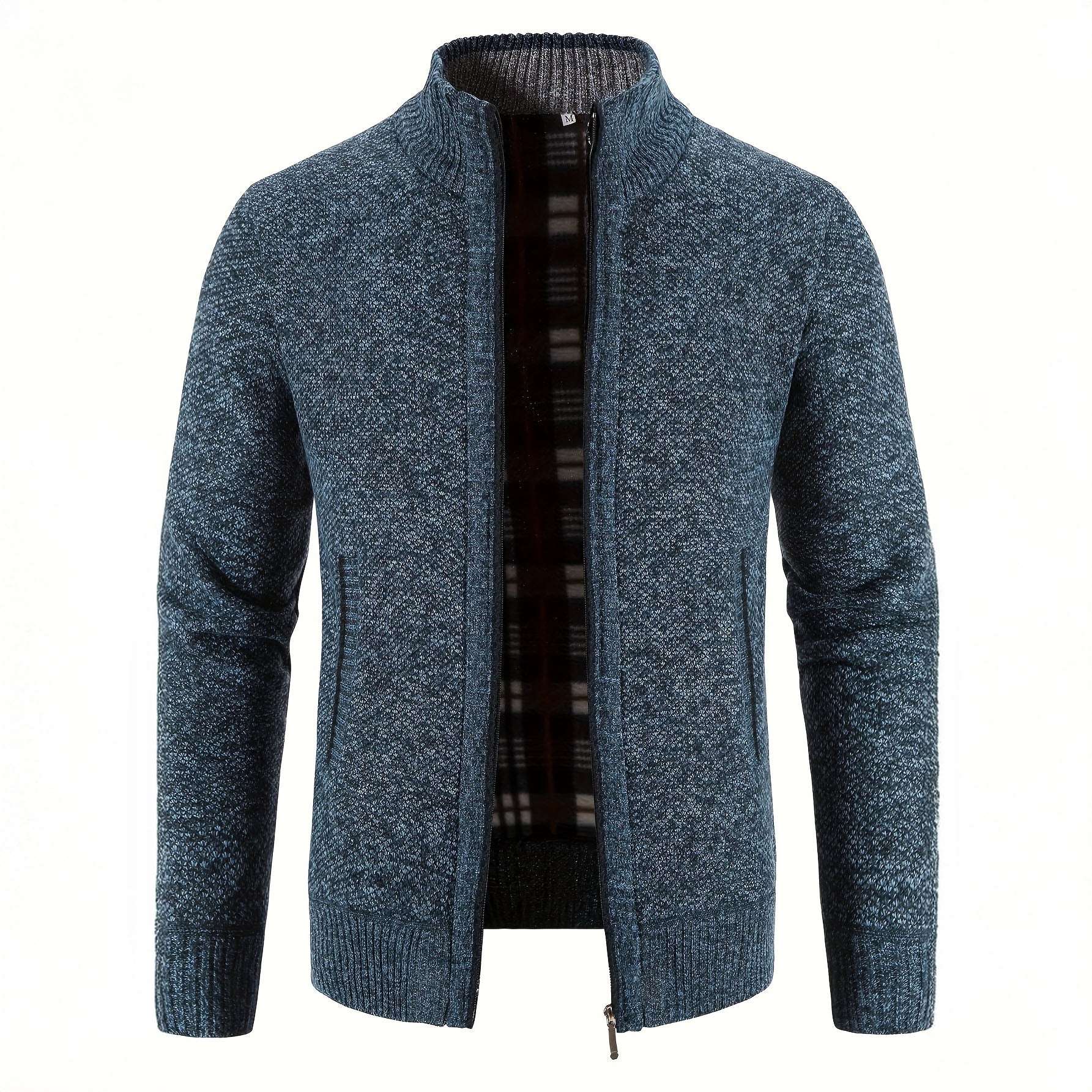 Gilet zippé pour homme en maille structurée, coupe slim fit avec bords en côtes