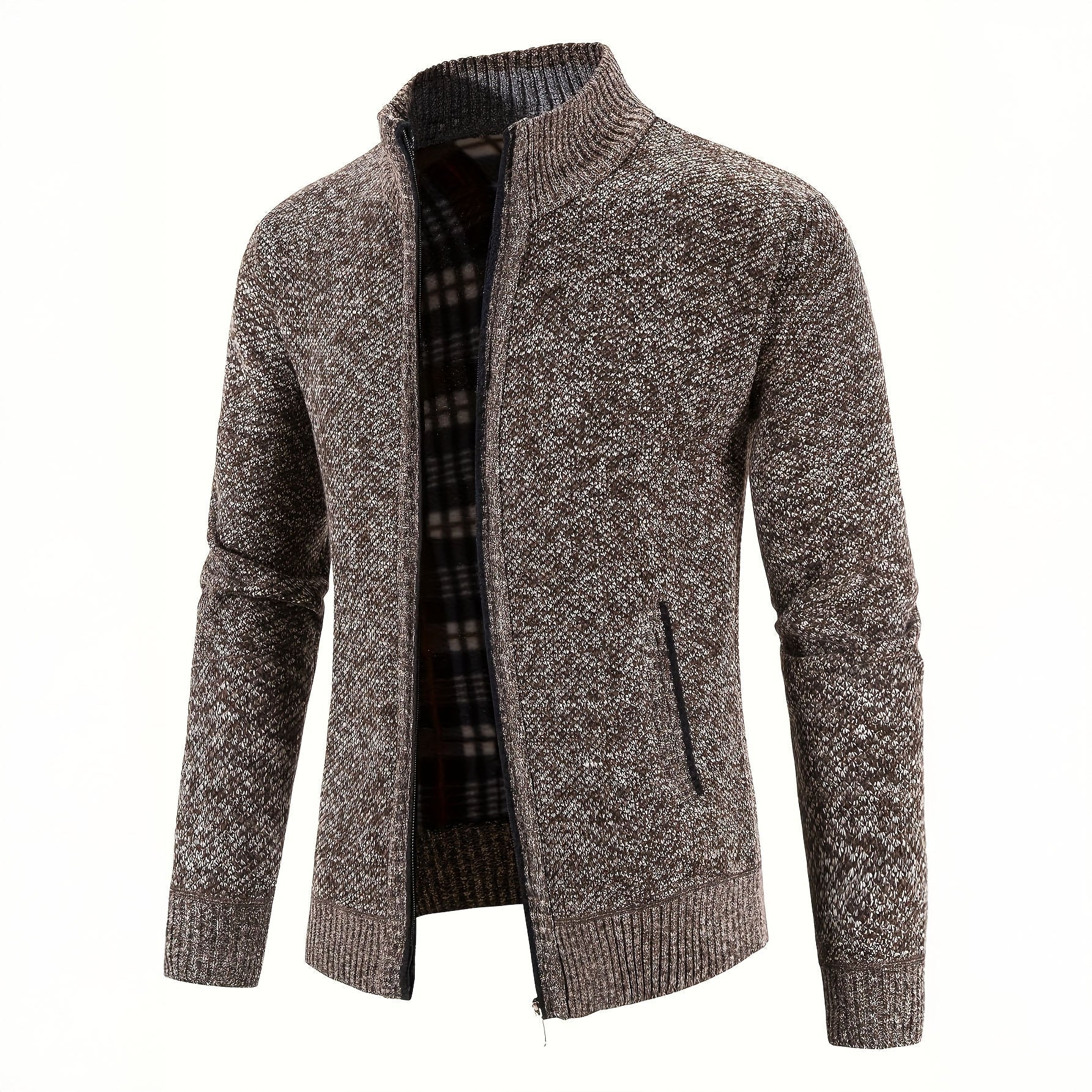 Gilet zippé pour homme en maille structurée, coupe slim fit avec bords en côtes