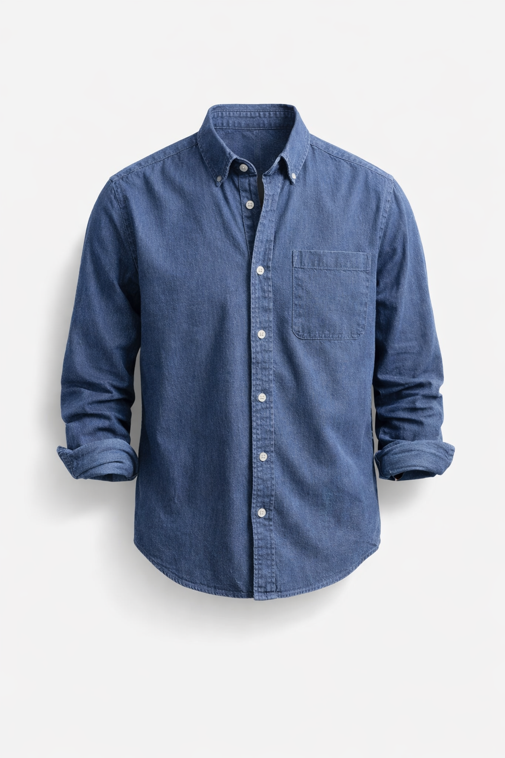 Chemise boutonnée pour homme à col classique, manches longues et poche poitrine