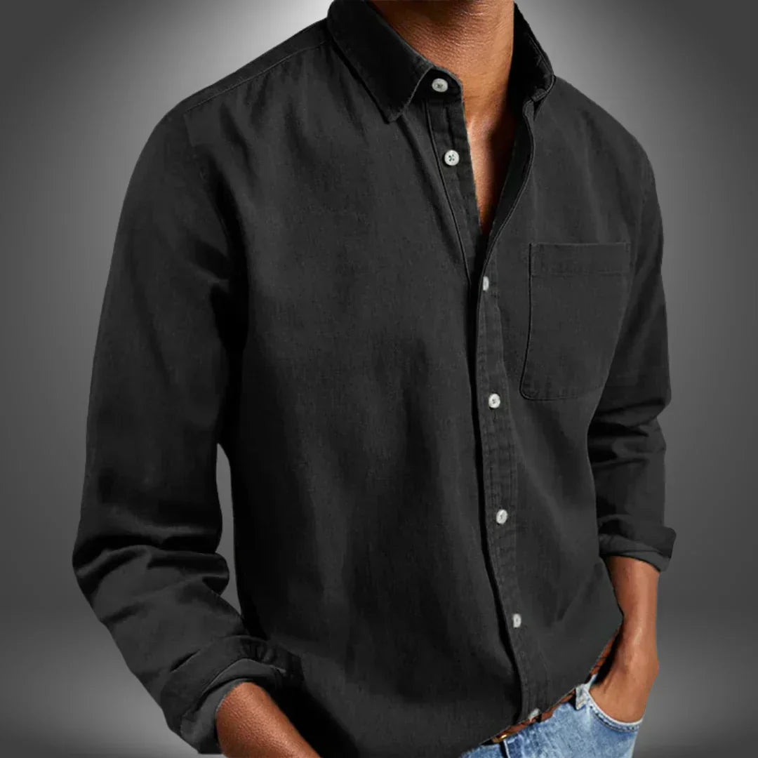 Chemise artisanale pour homme à col ouvert et coupe classique