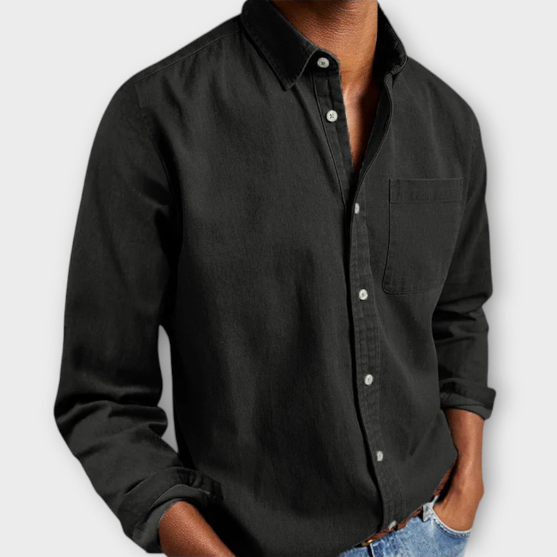 Chemise habillée pour homme à col boutonné en tissu respirant
