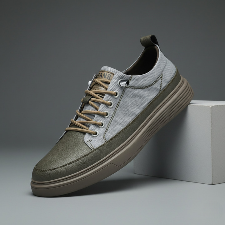 Baskets en cuir de veau pour homme au design épuré et à la finition brillante