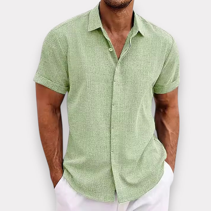 Chemise à manches courtes pour homme avec col ouvert et coupe détendue
