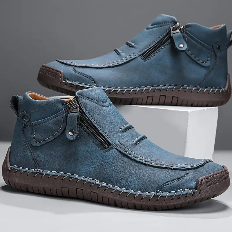 Chaussures ergonomiques pour homme avec fermeture éclair latérale et soutien orthopédique