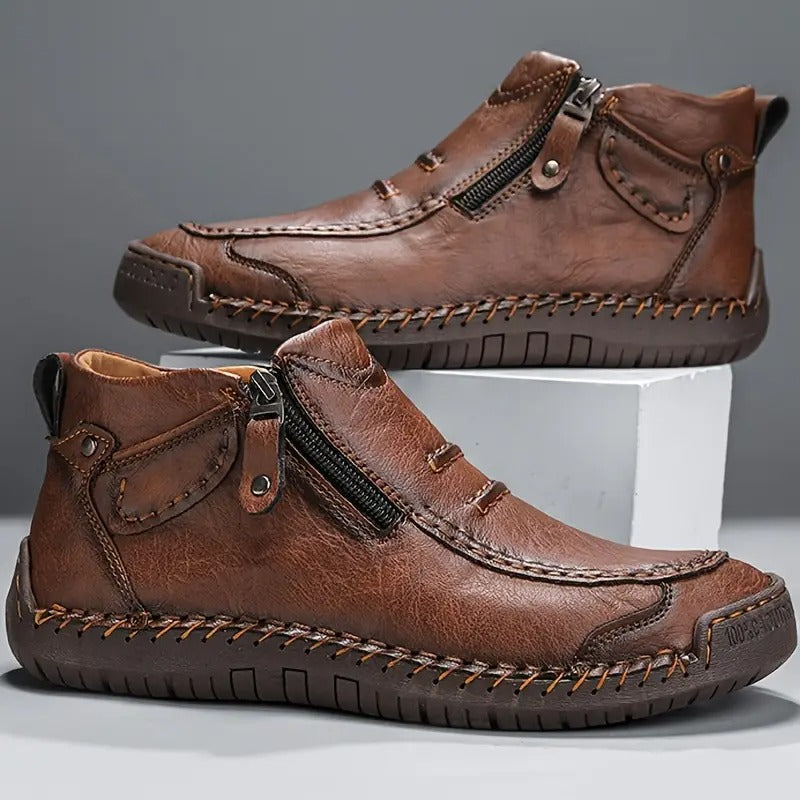 Chaussures ergonomiques pour homme avec fermeture éclair latérale et soutien orthopédique