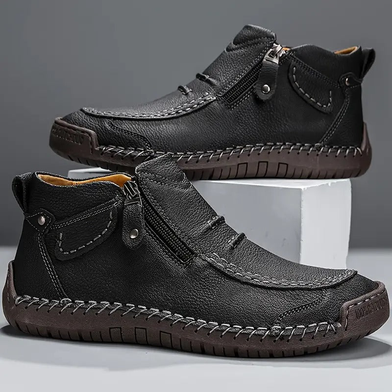 Chaussures ergonomiques pour homme avec fermeture éclair latérale et soutien orthopédique